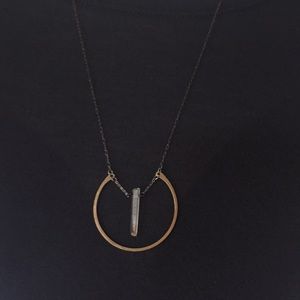 Handmade Brass & Quartz necklace w/adjust. clasp
